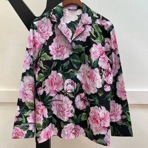 Woven Cotton Pink Peony Pajama Top